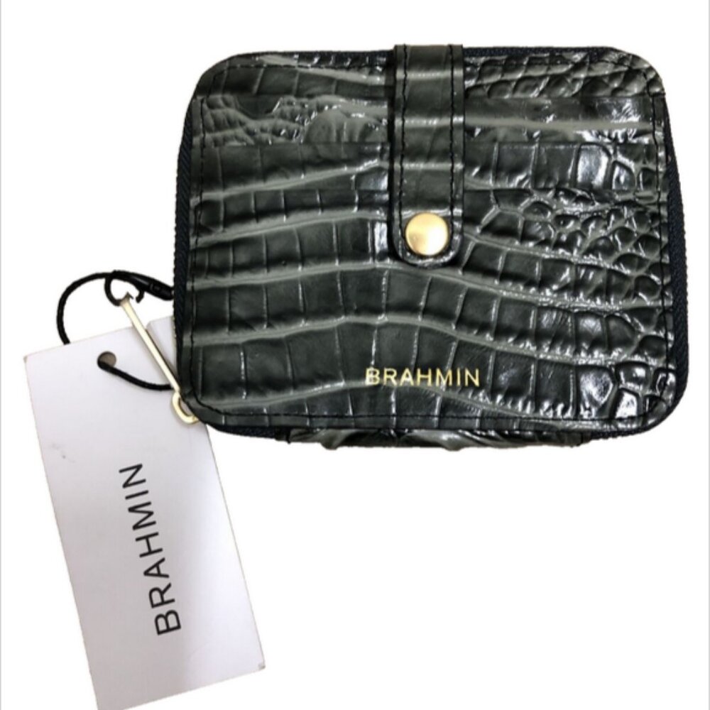 Brahmin Serpentine Melbourne Zip Around Croc Embossed Wallet